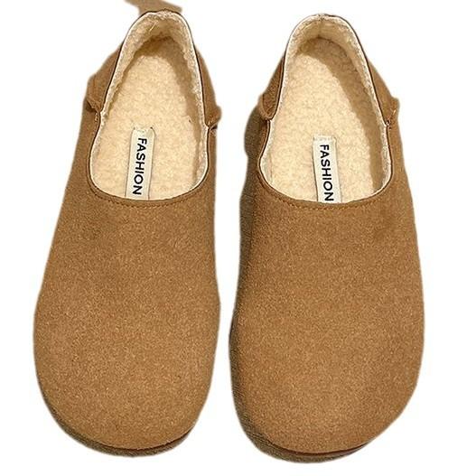 [Youshilai] Simple round head retro loafers women's 2025 winter new shallow mouth temperament versatile one pedal