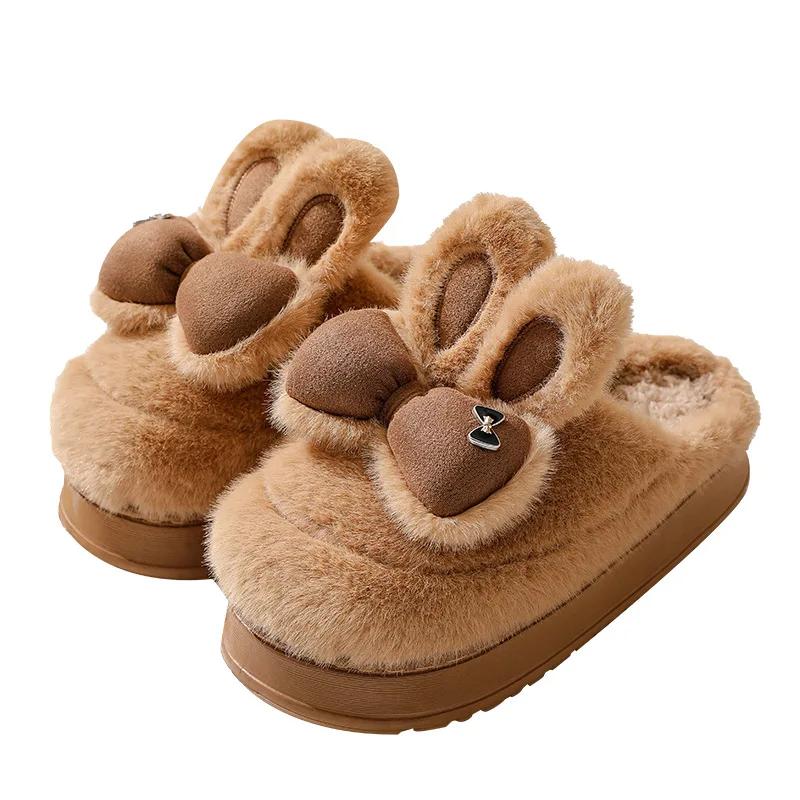 Fashion Winter Women's Slippers Plush Warm Indoor Anti Slip Comfortable Cute Home Platform Couple Cotton Shoes Korean Chanclas Mujer