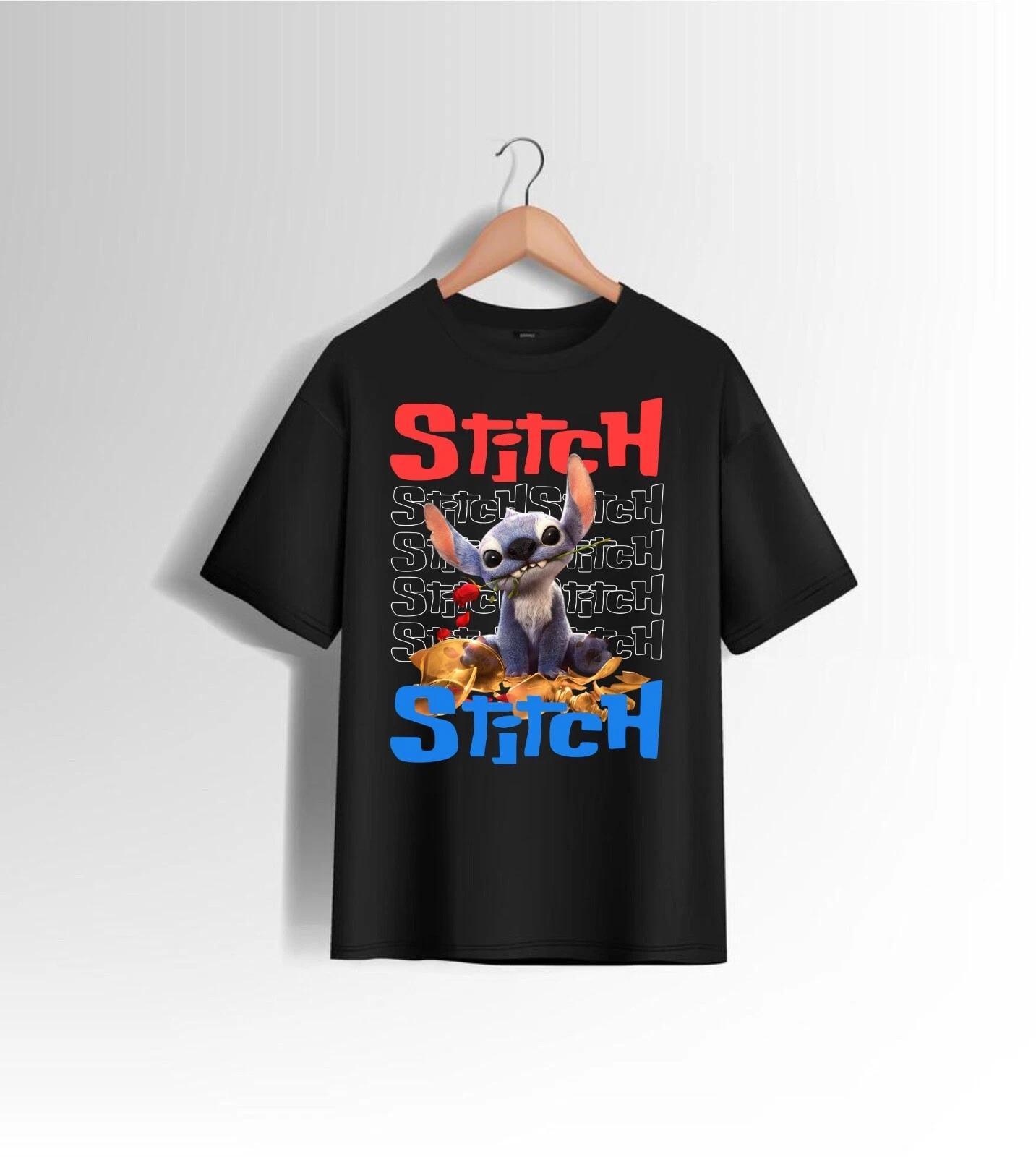 

Lilo And Stich Print Tee Top New T-shirt Short Sleeve Cotton Shirts Kids Adult L