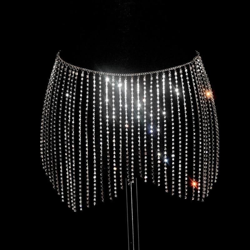 Waist Chain Body Chainsexy Shiny Tassel Rhinestone Skirt Belly Dance Body Chain