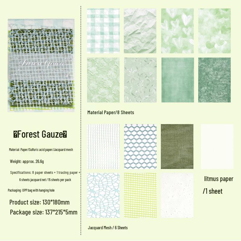 Yue Zhen Light Mesh Handmade Patchwork Material Pack - Non-Adhesive Journal Paper