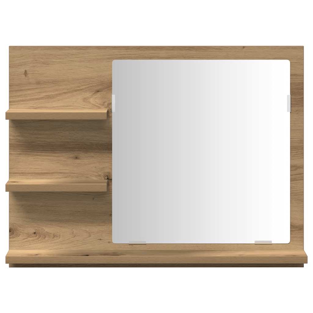Bathroom Mirror with Shelves Artisan Oak Finish 60 x 10.5 x 45 cm