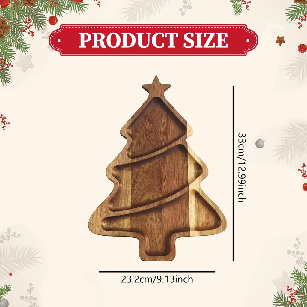 Christmas Tree Shaped Tray Appetizer Platter Kitchen Decoration Practical Wooden Snack Plate for Dining Table Events Holiday