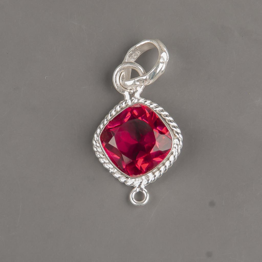 Rosa Turmalin Edelstein Anhänger, Handgefertigter 925er Sterlingsilber Schmuck, Meditationsanhänger Schmuck für Frauen