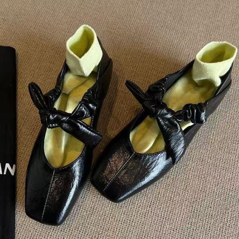 Fashion 2025 New Cute Square Toe Ladies Ballet Shoes Fashion Flat Bow Mary Jane Summer Women's Pumps Commuter Concise Female Shoes