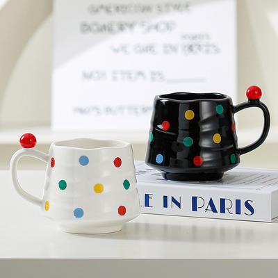 Colorful Polka Dot Mug Ceramic Cup High Value Creative Cup Student Couple Drinking Water Cup Breakfast Cup Coffee Cup