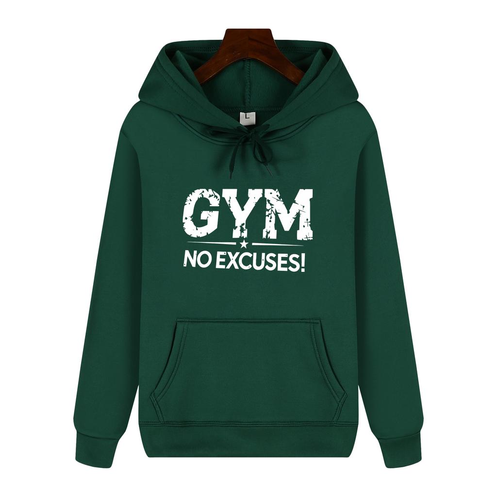 GYM Fitness Slogan Letter Print Hoodie, Unisex Sports Casual Pullover Sweatshirt