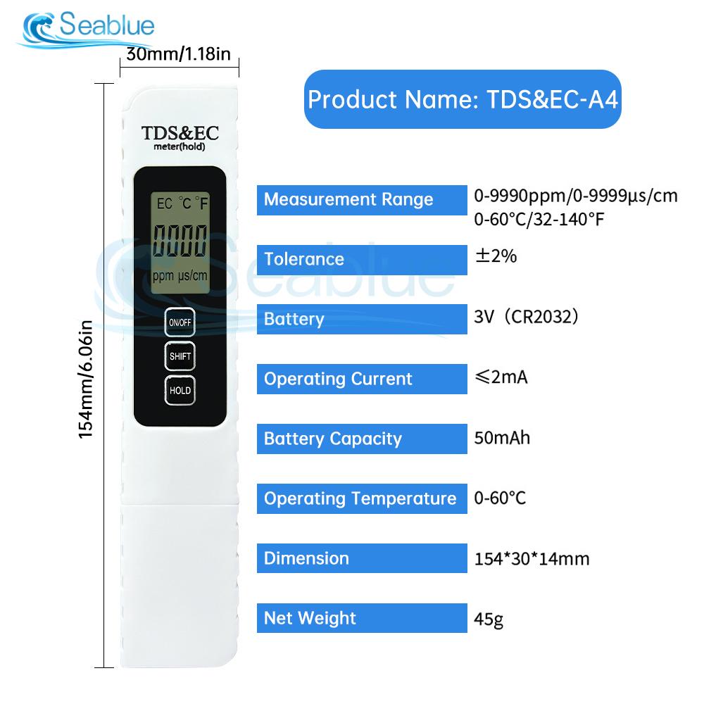 High Accuracy 3 in 1 TDS/EC/TEMP Meter Digital Drinking 0-9990ppm Water Quality Tester For Aquarium Hydroponics