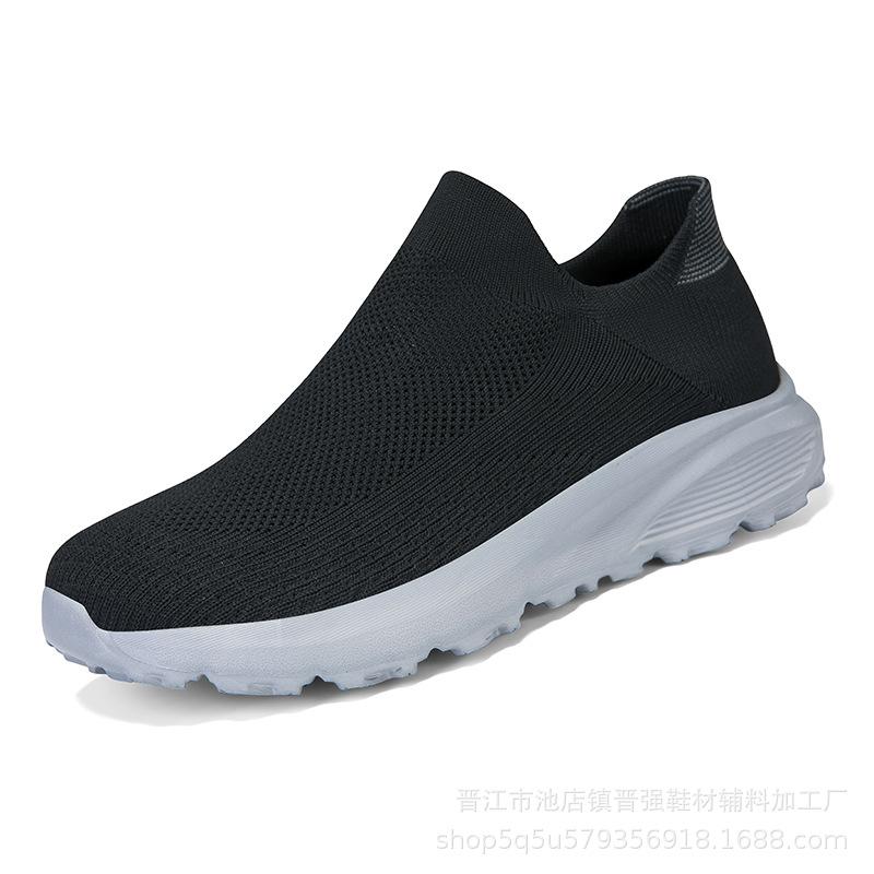Large Size Men's Lightweight Wide Head Breathable Thin Fly-woven Mesh Shoes Comfortable Versatile Soft-soled Socks Casual Shoes