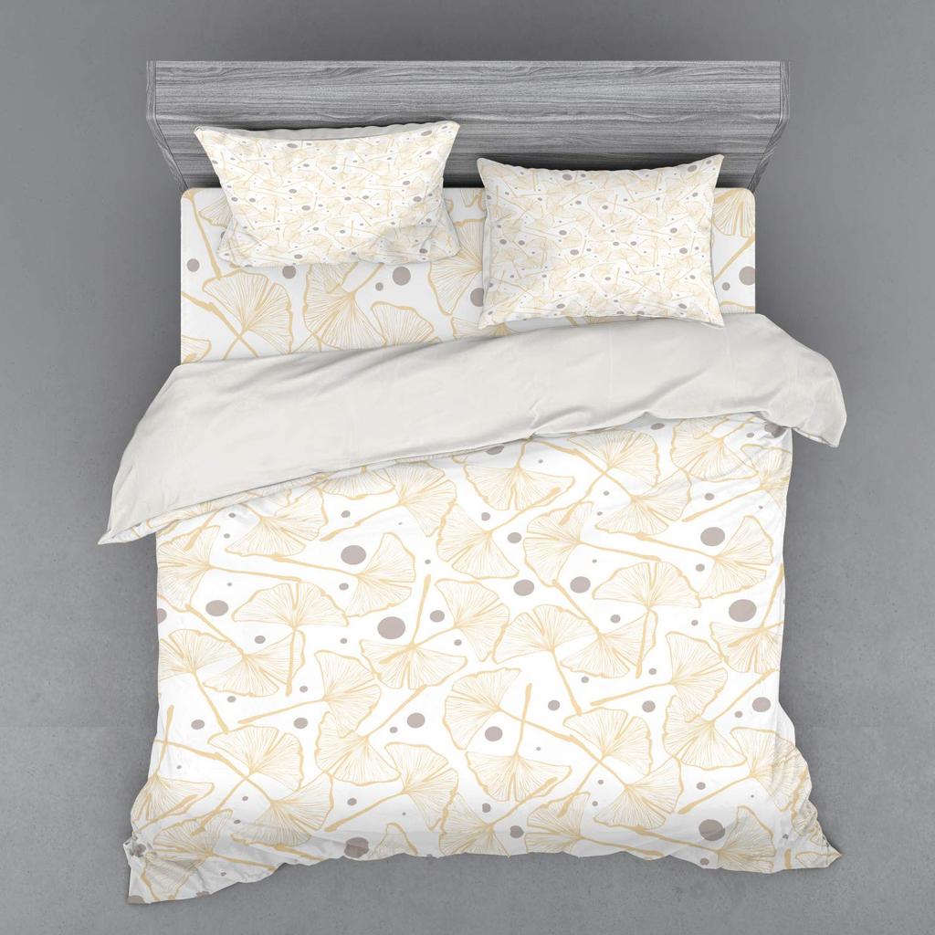 Duvet Cover Sets Ginkgo Leaves Pattern Nature Botanical Leaf Aesthetic Bedding Sets with 2 Pillow Shams Queen King Size No Quilt