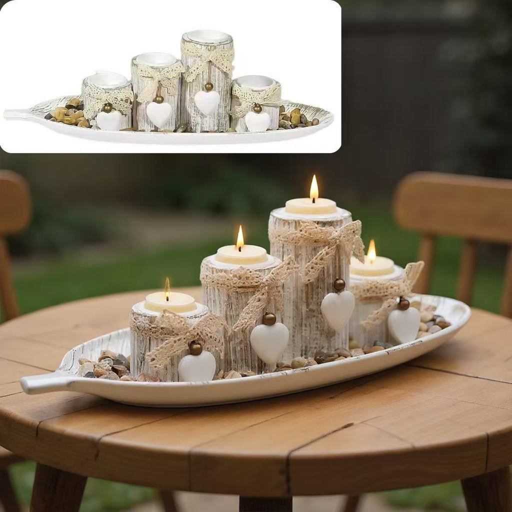 Wooden Candle Holder Wedding Decor With Handcrafted Design For Romantic Table Setting