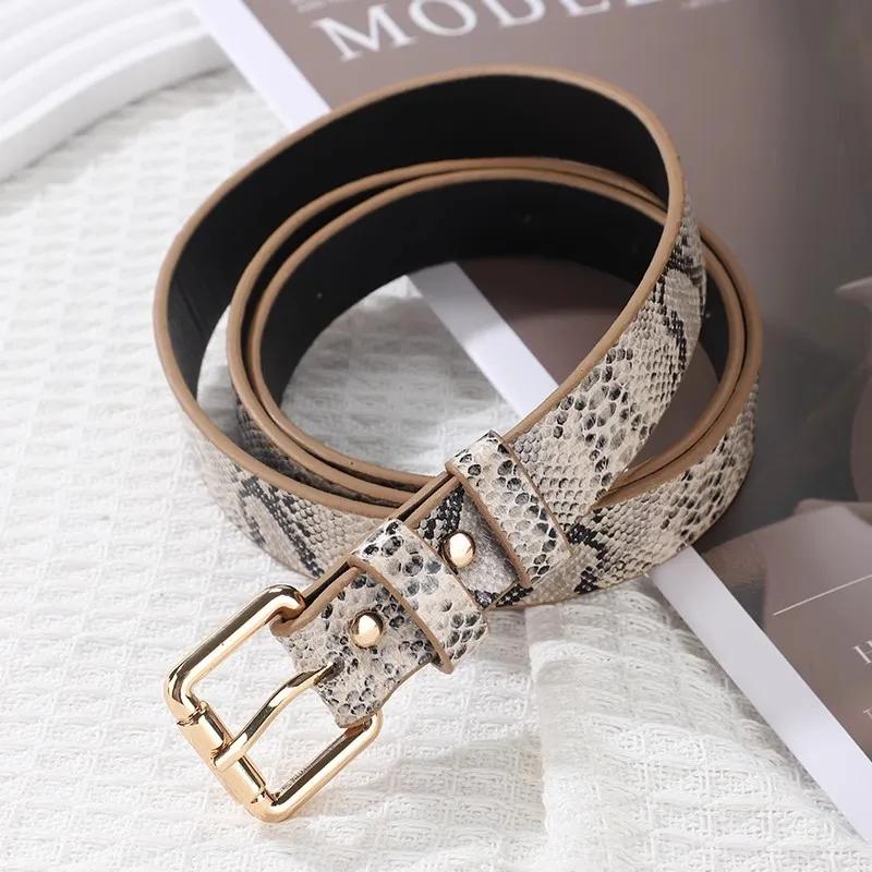 Fashion Leopard Print Snake Skin Versatile Belts for Women Adjustable Buckle Belt Soft PU Leather Belts Casual Jeans Decoration