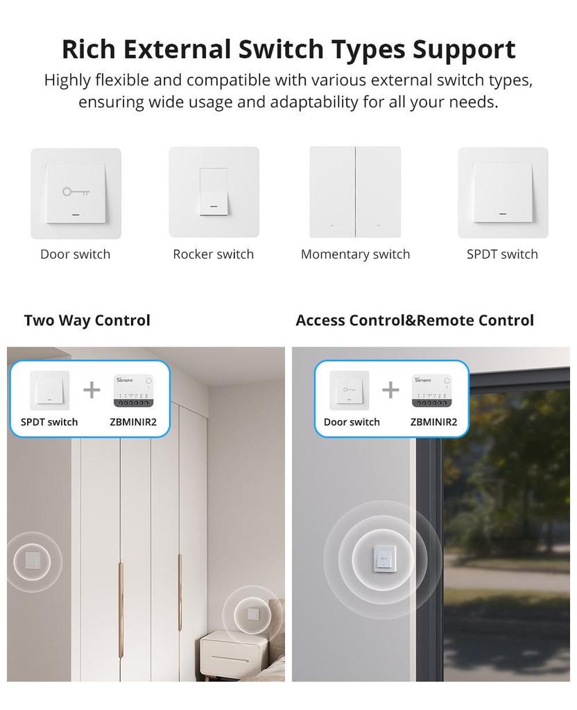 SONOFF ZBMINIR2 Zigbee 3.0 Smart Switch with Mobile Control (Requires Zigbee Gateway)