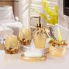 Resin Bathroom Set Toiletries Bathroom 5-piece Set with Rectangular Tray Lotion Bottle Toothbrush Holder Mouth Cup Soap Dish