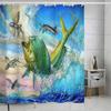 Coastal Marine Shower Curtain: Dolphin, Starfish, Seahorse, Seashell, Sea Turtle - Moisture-Proof, Mildew-Resistant, Waterproof, Beach Bathroom Décor