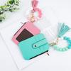 Beaded Bracelet Keychain Wallet Women Silicone Wristlet Credit Card Holder Slim Card Wallet with Tassel Zipper Pocket for Travel Shopping