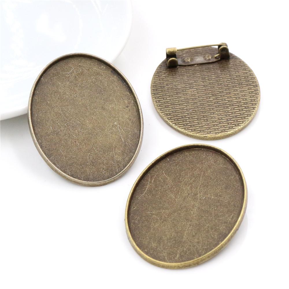 New Fashion 5pcs 30x40mm Inner Size Antique Silver Plated Gold Color Bronze Black Pin Brooch Simple Style Base Setting Pendant