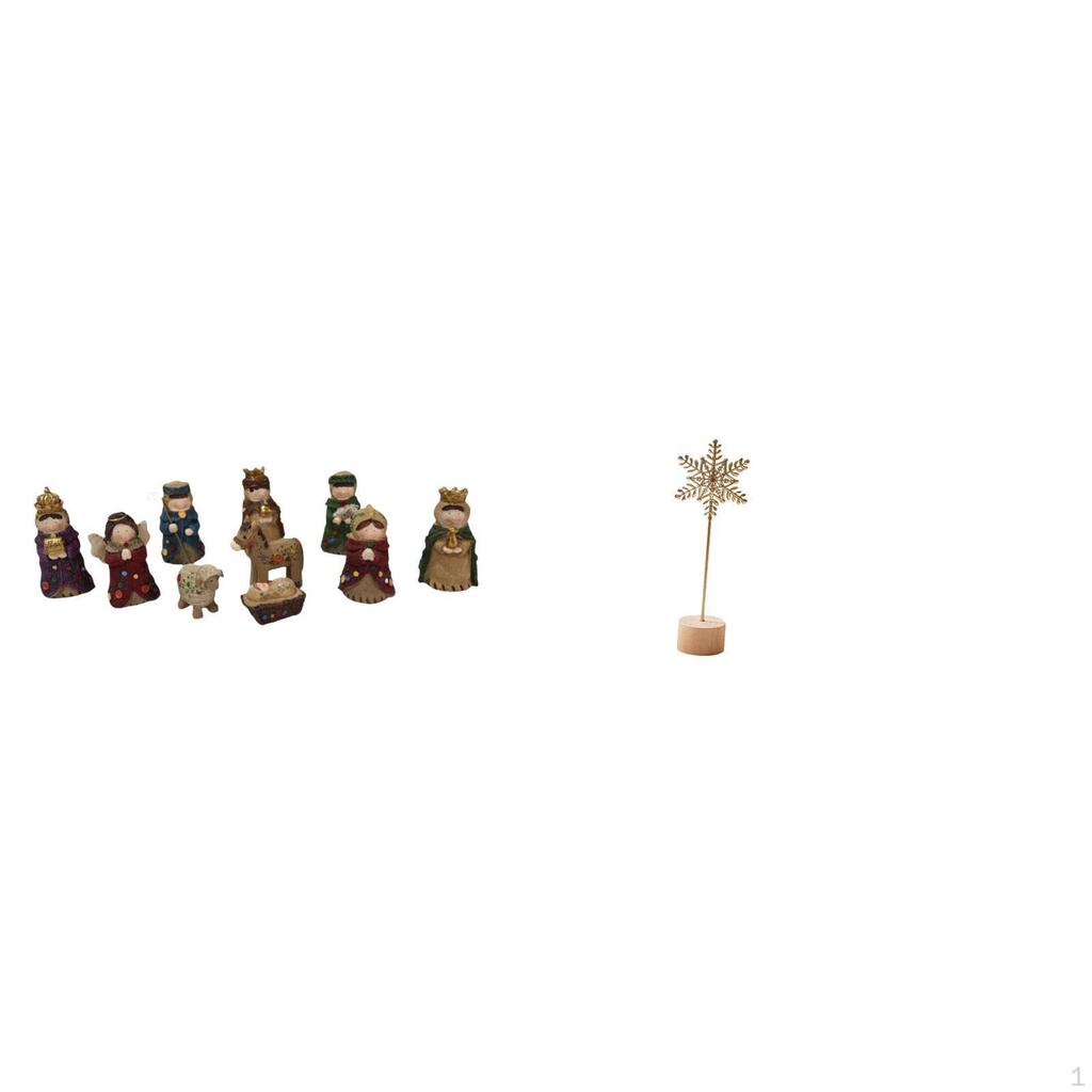Christmas Nativity Figurines Set Religious Tabletop Ornaments Metal Sculpture Abstract Creative