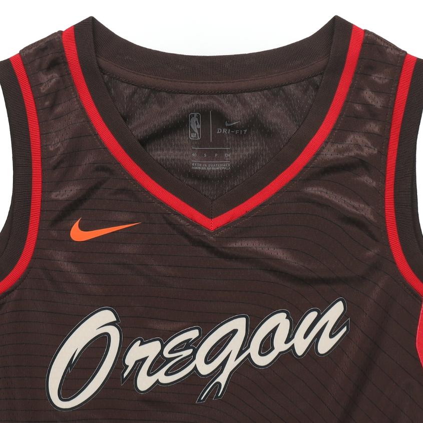 Nike Maillot de Basketball City Edition 20-21 Portland Trail Blazers Damian Lillard N°0 Homme Hauts Marron-Charbon Foncé CN1775-250