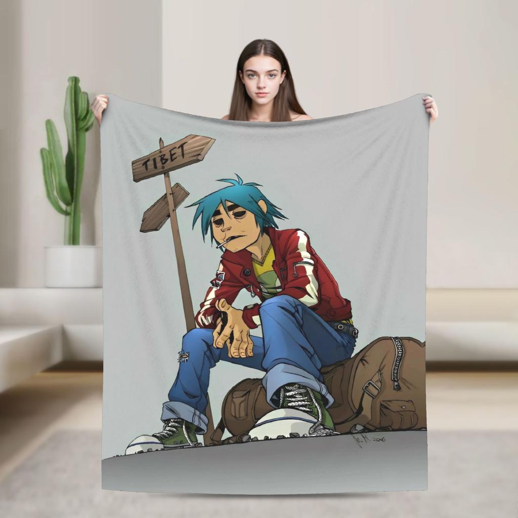 British GorillazS Virtual Band Rock Hip-Hop Blanket  Warm Soft Novelty Plush Throw Blanket For Travel Office Flannel Bed Cover