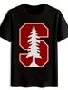 Black Short-Sleeve T-shirt with University Logo Print – Stylish Round Neck