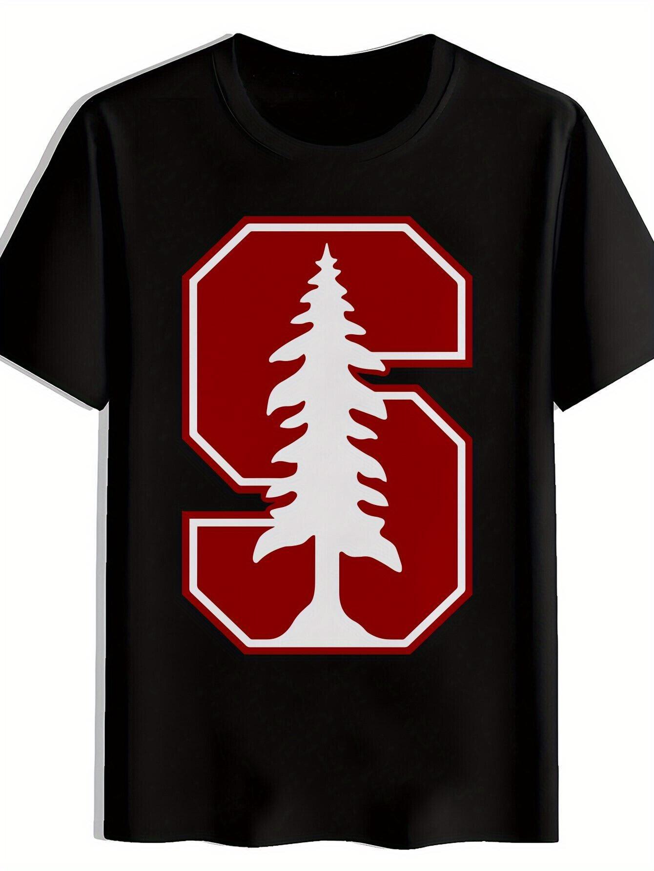 Black Short-Sleeve T-shirt with University Logo Print – Stylish Round Neck XXL