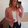 QICED Women's Vintage Casual Solid Color Print Long Sleeve Jackets & Coats