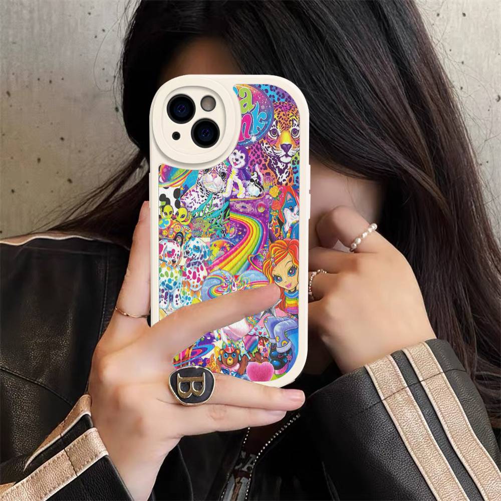 Lisa Frank Art For IPhone 16 15 14 16E 13 12 11 Pro Max Plus Phone Leather Case
