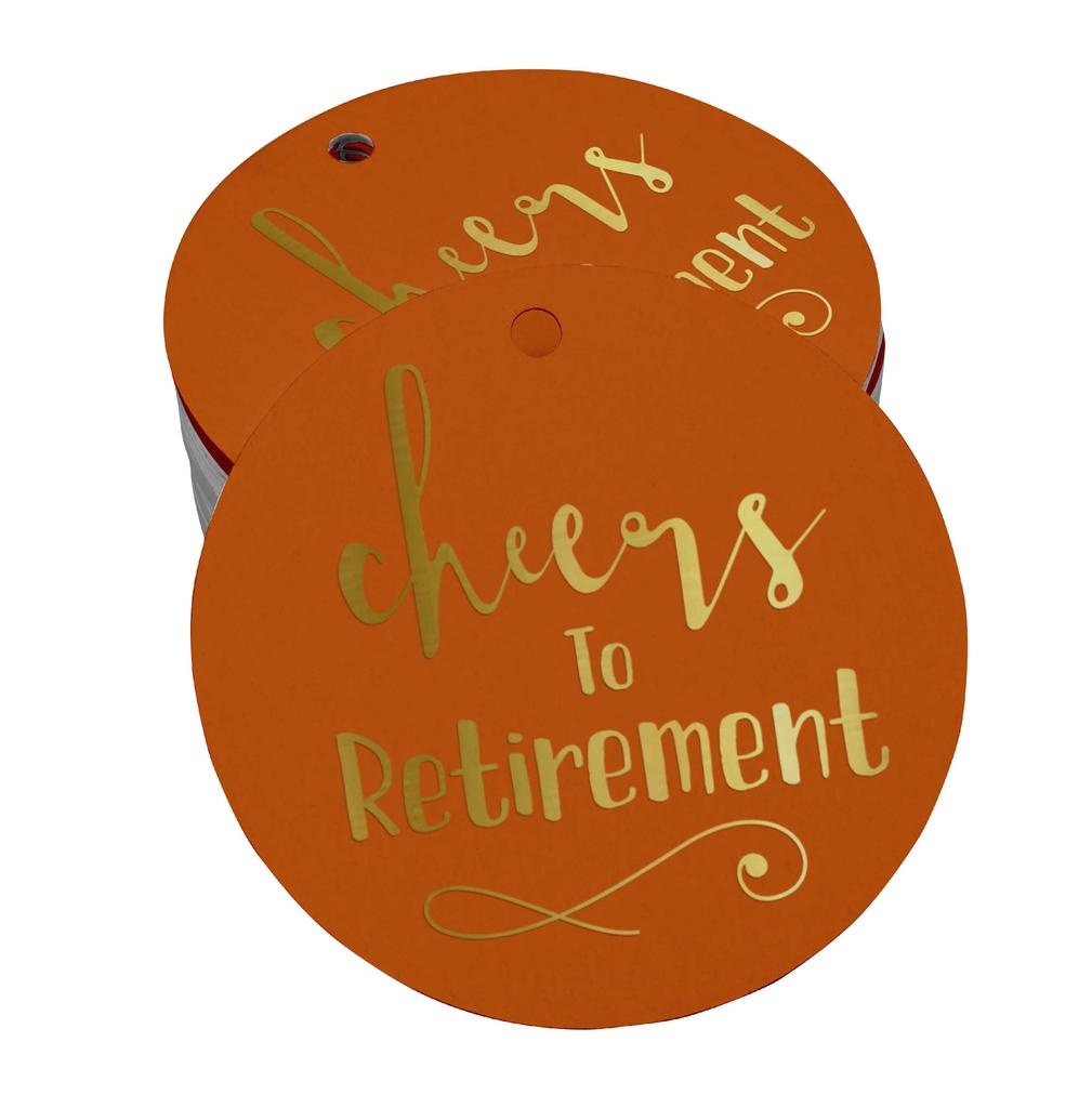 Inkdotpot Pack Of 100 Real Gold Foil Paper Tags Cheers To Retirement Favor Hang