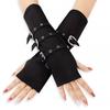 Schnallendesign Punk-Stil Ellbogenhandschuhe Gotische Metallknopfhandschuhe Cosplay Bühnenperformance