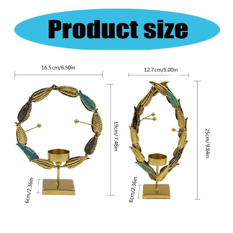 Candle Holder Metal Candlestick Elliptical Leaves Shape Candleholder for Indoor Decoration Candle Stand