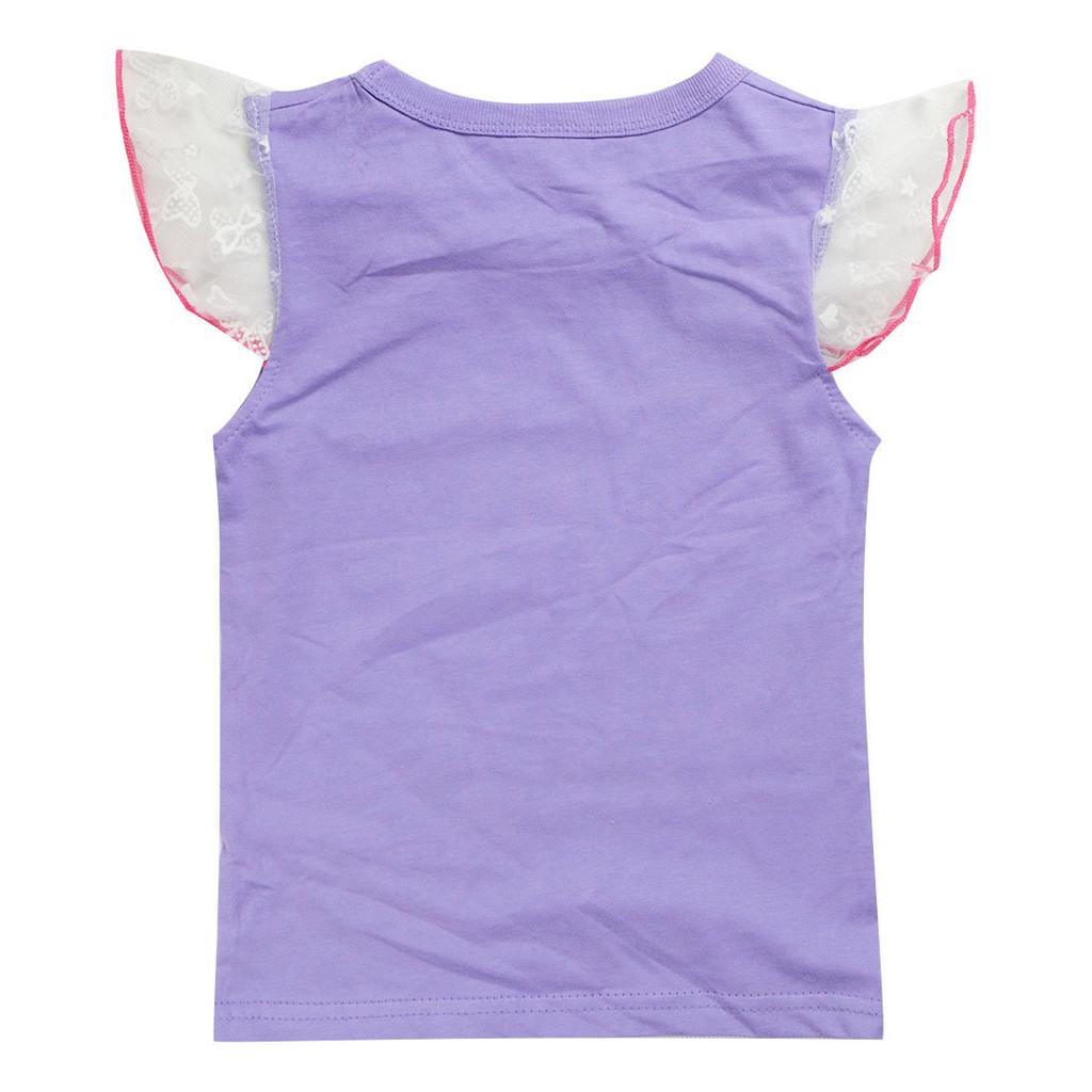 Kids Girls Anime Cartoon K-Pop Rumi Singer Super Star Print Mesh Short Sleeves Cotton T-Shirt