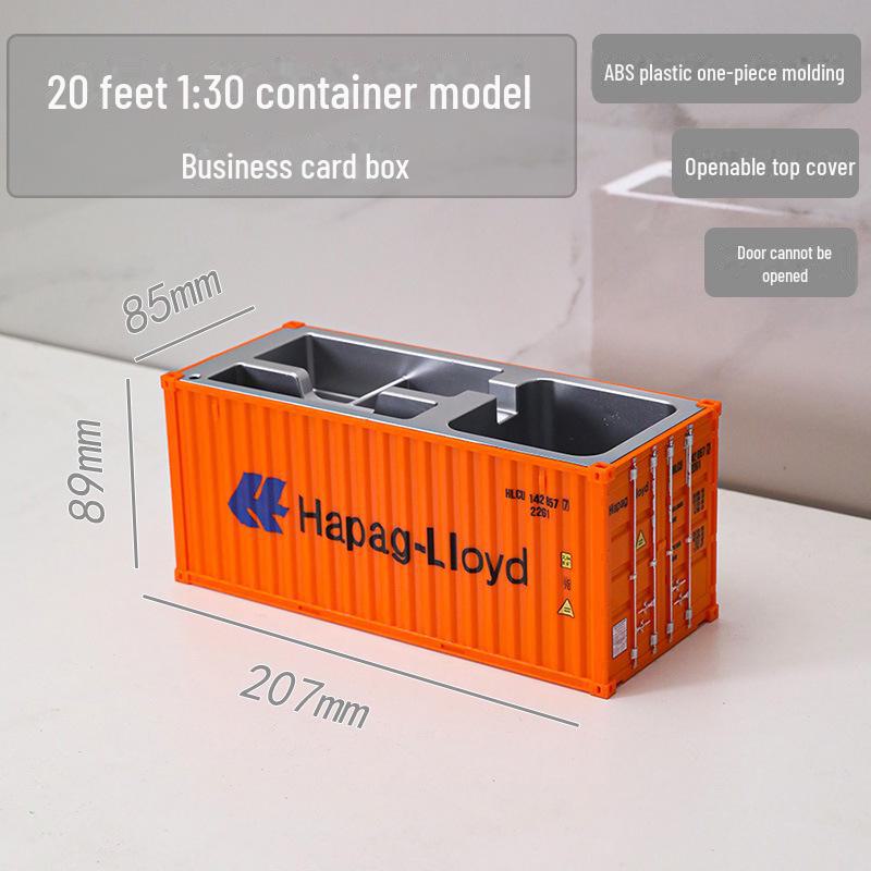 20ft Container Model Pen Holder & Business Card Box with Customizable Patterns/Text - Plastic Ornament