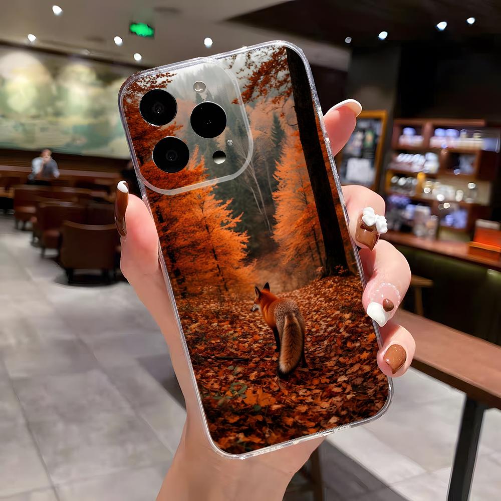 

Leaves Fall Fox Halloween Phone Case For IPhone 17 Air 16 E 15 14 8 7 Plus 13 12 Mini 11 Pro Max Anti Transparent Drop Cover iPhone17 Pro Max