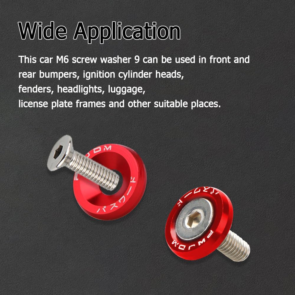 20PCS Fender Bumper Washer Bolt, Aluminum Fender Washer Engine Bay Dress Up Kit, Fasteners M6 JDM Fender Washer Kit Fits Bumper Washer Bolt,
