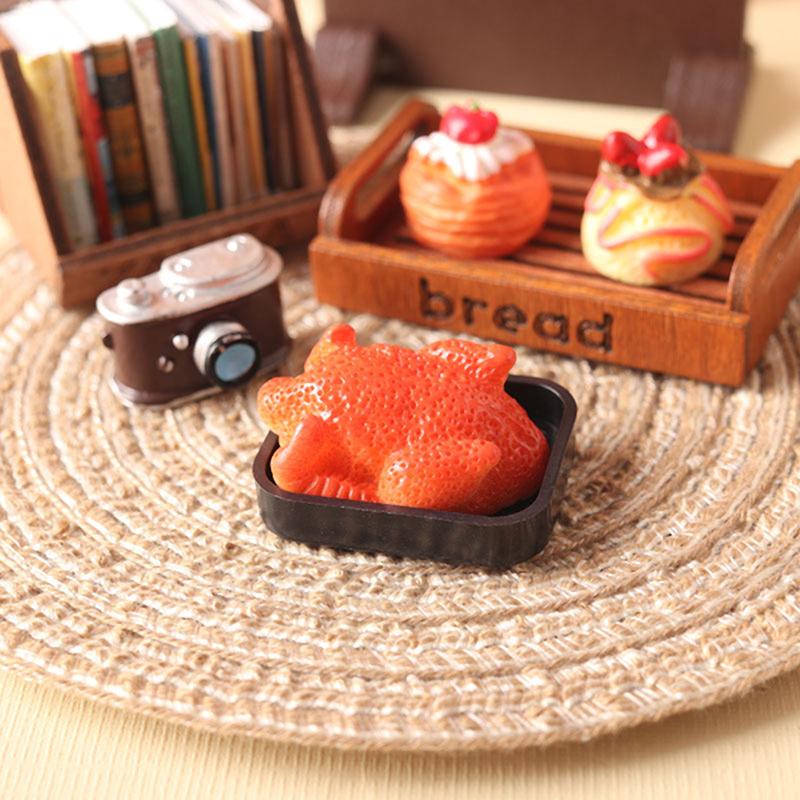 1Set 1:12 Dollhouse Miniature Roast Chicken w/Tray Food Model Kitchen Decor Toy