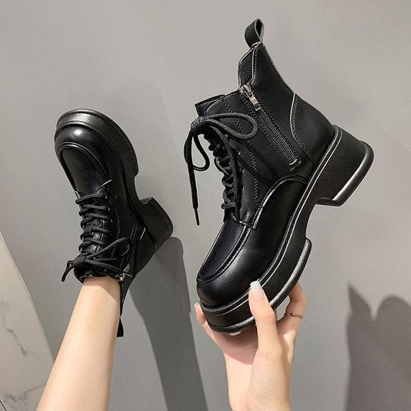 Thick-soled Heightening British Style Martin Boots for Women 2025 Autumn and Winter New Small Versatile Short Boots Fried Street Knight Boots for Wome