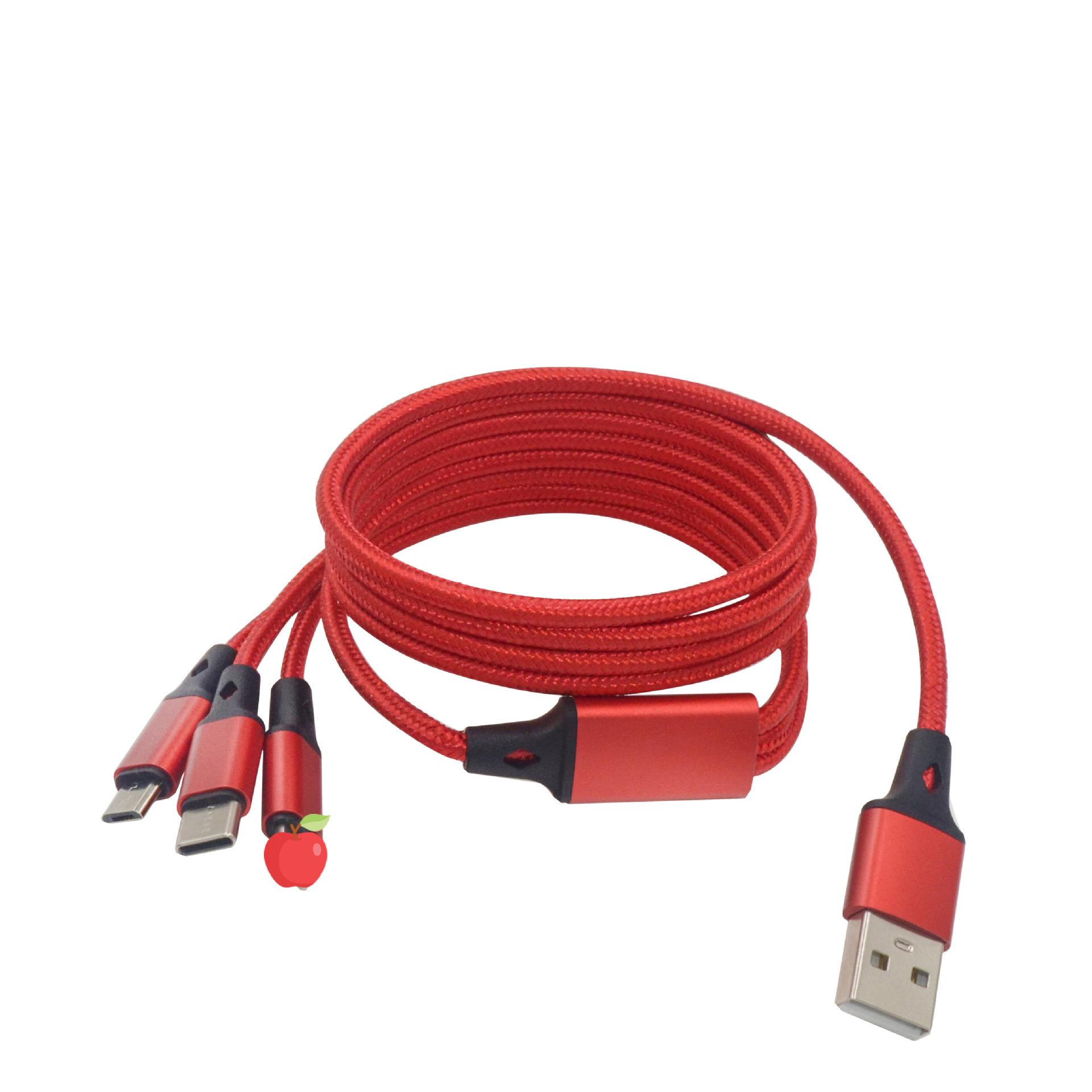 

Плетеный USB-кабель для зарядки нескольких устройств: 3-в-1 для Apple, Android и Type-C