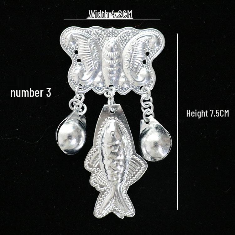 Ethnic Miao Silver Butterfly Pendant with Bells