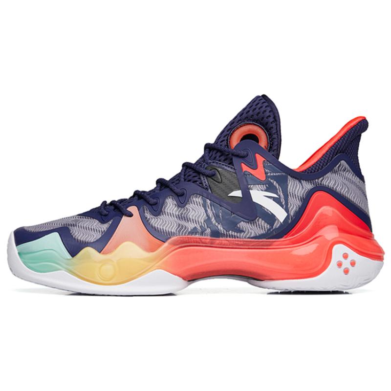 Anta Shock Wave 4 Anti-Slip Wear-Resistant Low-Top Basketball Shoes Green Purple Red Sneakers 112231106-6