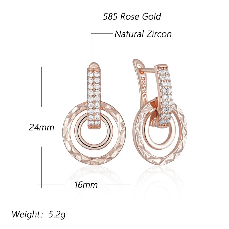 Unique Design Full Natural Zircon Dangle Earrings For Women Fashion  Rose Gold Color Romantic Daily Fine Jewelry