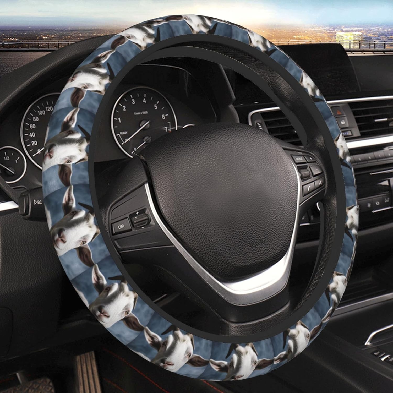 Elastic Stretch Steering Wheel Cover Universal 15 Inch Goat Steering Wheel Cover Breathable Anti-Slip Steering Wheel Protector Car Interior