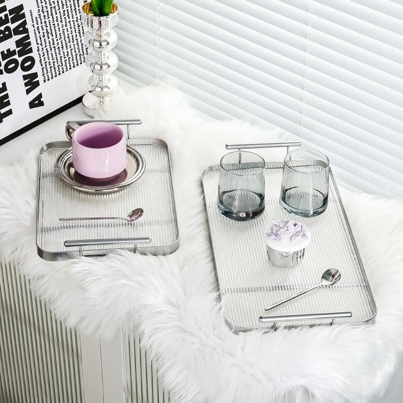 Vassoio Rettangolare Acrilico Moderno Stile Nordico Tazze da Caffè e Tè Tavolo da Cucina e da Pranzo Decorazione per la Casa Contenitore Piatto da Servizio