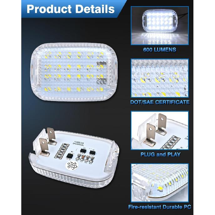 TOP-MAX 2 Transit Interior Cabin Courtesy Lights Cargo Load Space Area Dome Lights Replacement for 2014-2024 Ford Transit 150 250 350 350 HD Van
