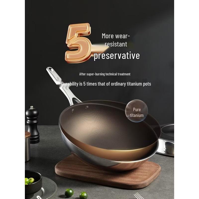 COOKER KING Pure Titanium Non-Coated Stir-fry Wok 32cm