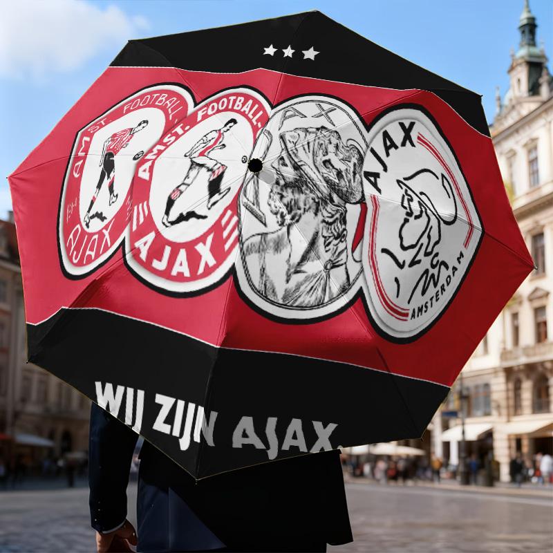 Ombrello Pieghevole Automatico con Stemma Ajax Amsterdam - Ombrello da Viaggio a 8 Stecche con Apertura/Chiusura Automatica e Portatile, Regali per Vacanze o Compleanni