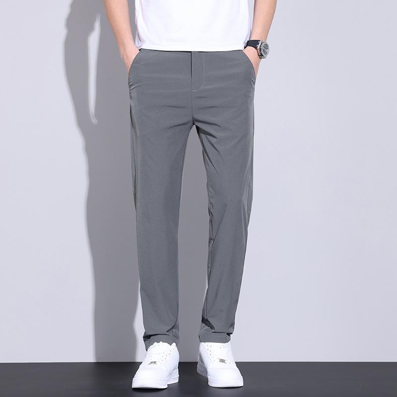 New pants men's summer thin ice silk trousers loose straight quick-drying sports men's casual pants