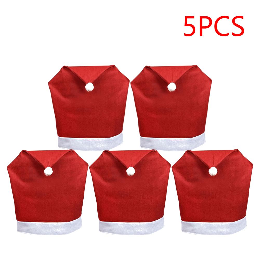 1-15 stuks Kerst Stoelhoezen Decor Kerstman Rode Hoed Stoelkap Keuken Eetkamerstoel Slipcovers Sets Voor Kerstvakantie