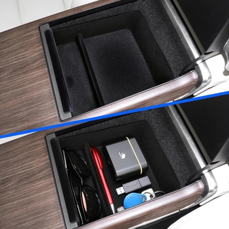 Flocking Center Console Organizer Tray For Tesla Model S Model X Plaid/Long Range 2021-2023 Armrest Center Console Storage Box