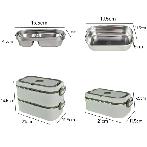Nishida Stainless Steel Insulated Lunch Box, Leak-Proof, with Handle, Carry-Around Bag, Includes Chopsticks and Spoon (Brown, 2 Tiers)